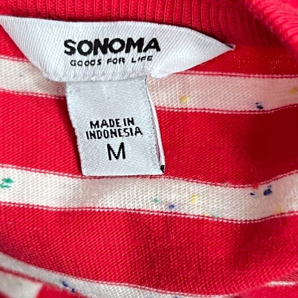 SONOMA Medium Striped Red Tee Shirt Jersey Dress Summer Vacation - Picture 6 of 7